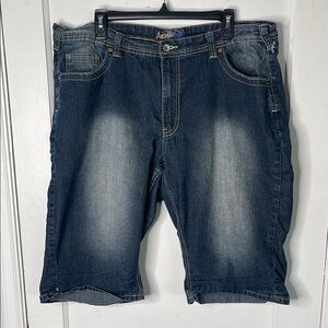 Angels 22 Blue Jean Shorts Denim Bermuda Longer Length Inseam Plus Size Stretch